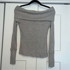 Off the Shoulder Gray Sweater
